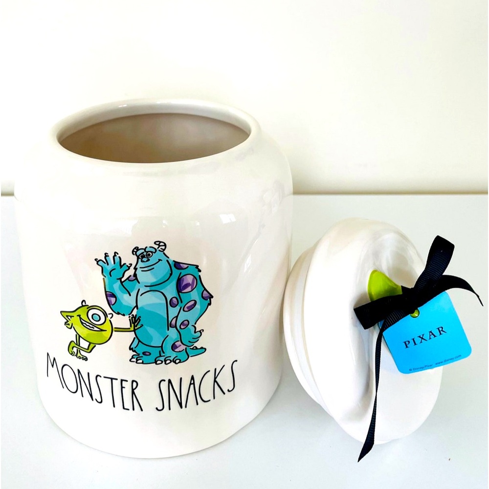 Rae Dunn Disney Pixar Monsters Inc Monster Snacks Cookie Canister Mike & Sully - Picture 3 of 5